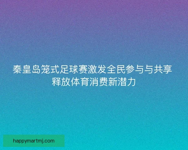 秦皇岛笼式足球赛激发全民参与与共享 释放体育消费新潜力